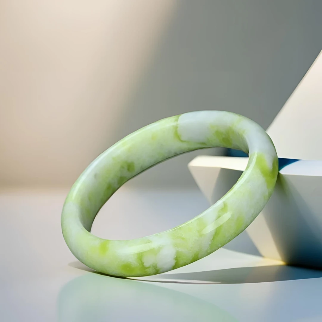 陕西天然蓝田玉 青提奶盖玉石手镯 LTYZ+QCS-MJY-1C