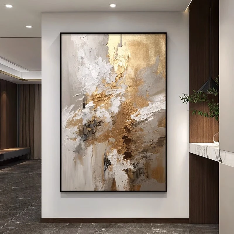 【微光】手绘油画客厅挂画现代简约沙发背落地画玄关立体抽象装饰画