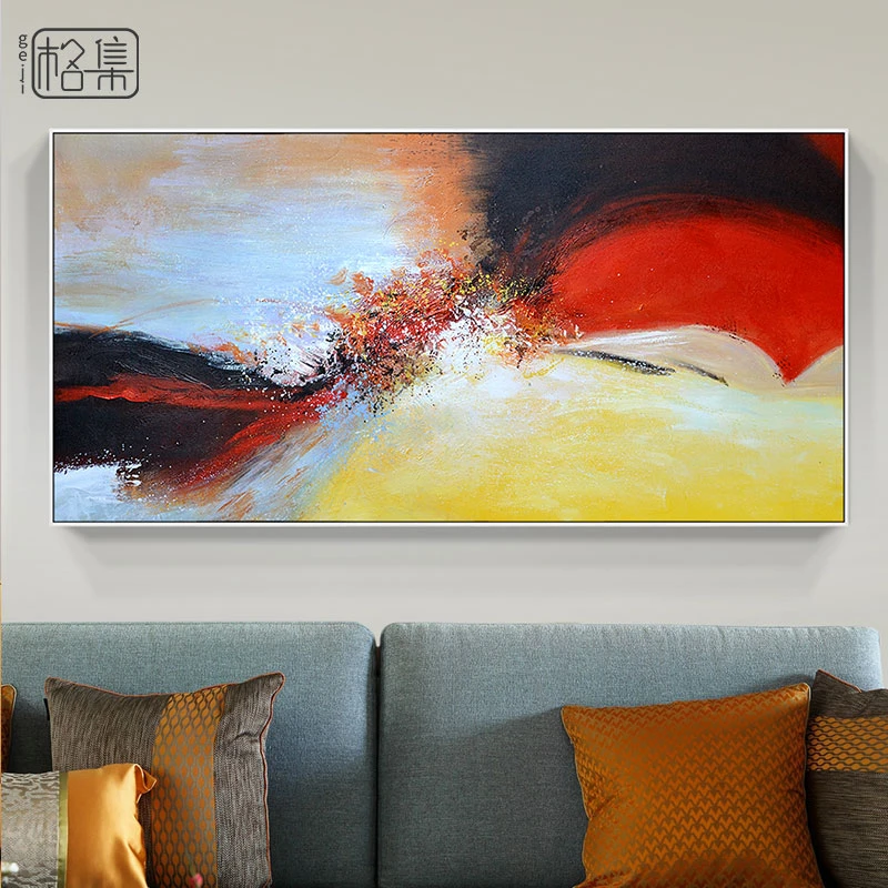 纯手绘赵无极抽象油画现代简约挂画客厅沙发背景墙装饰画红运当头