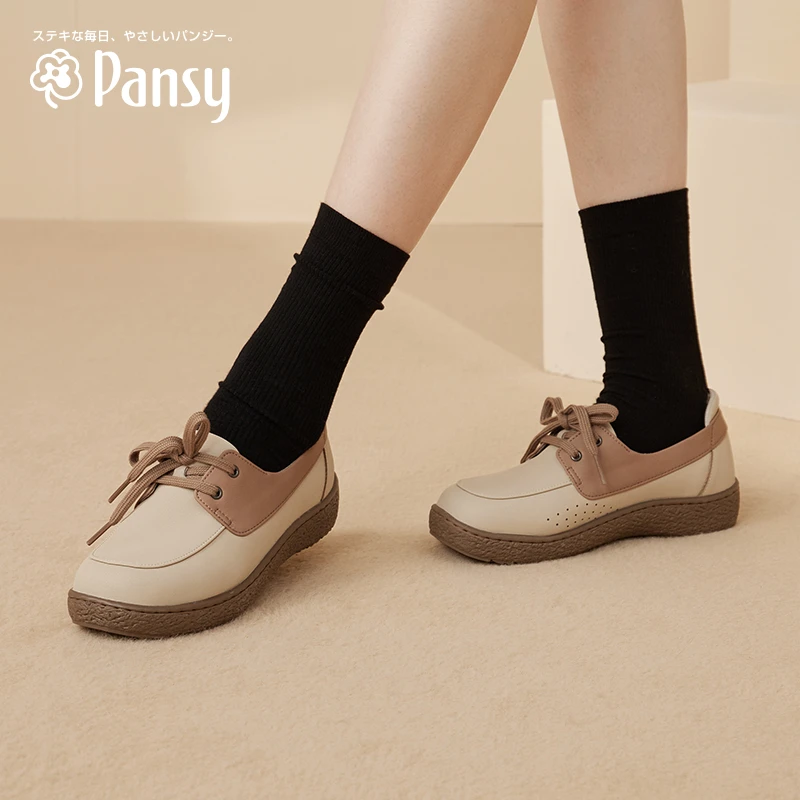4112 Pansy日本女鞋一脚蹬休闲运动鞋宽脚胖脚中老年妈妈鞋春秋款