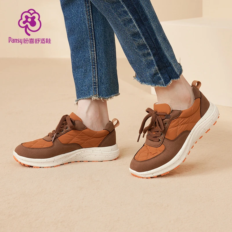 Pansy盼喜日本女鞋秋季运动休闲黑色百搭防滑厚底登山超轻舒适鞋