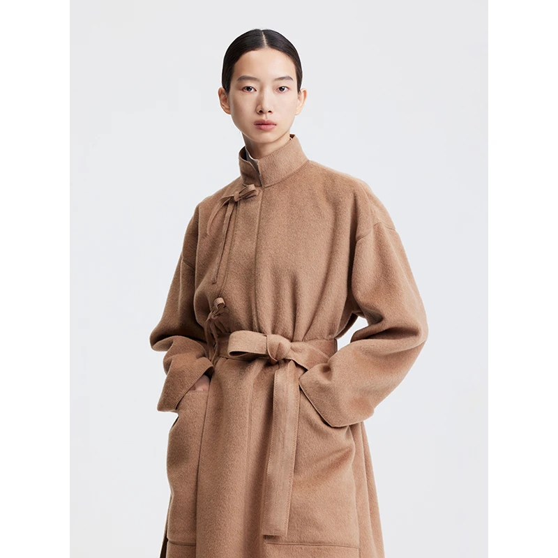 Ms MIN驼绒现代中式毛呢长大衣