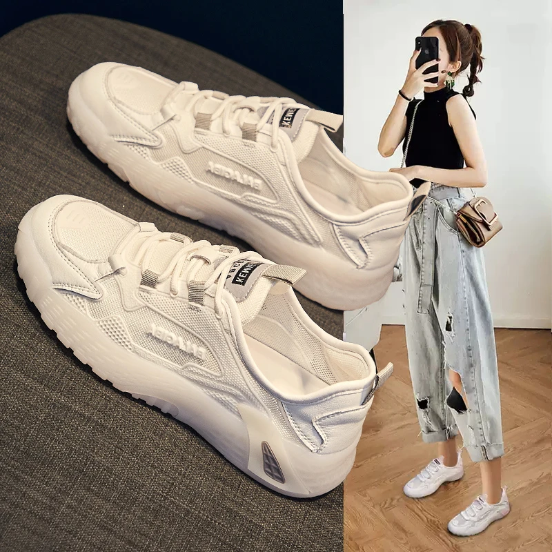 回力瑞小白鞋女2023年新款夏季牛筋软底ins潮网面透气休闲运动鞋