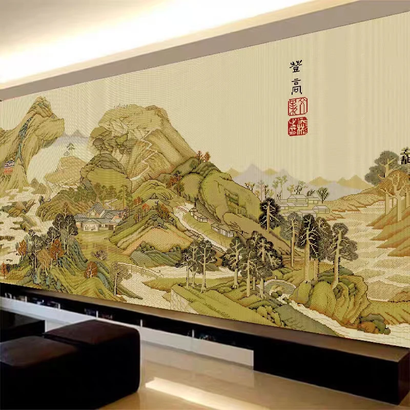 彩丽绮岁华纪胜图登高十字绣2023年新款线绣客厅中国风回收免单