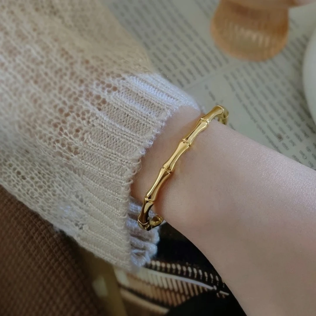 铜合金手镯 新款竹节手镯气质轻奢时尚百搭小众竹子精致网红手环