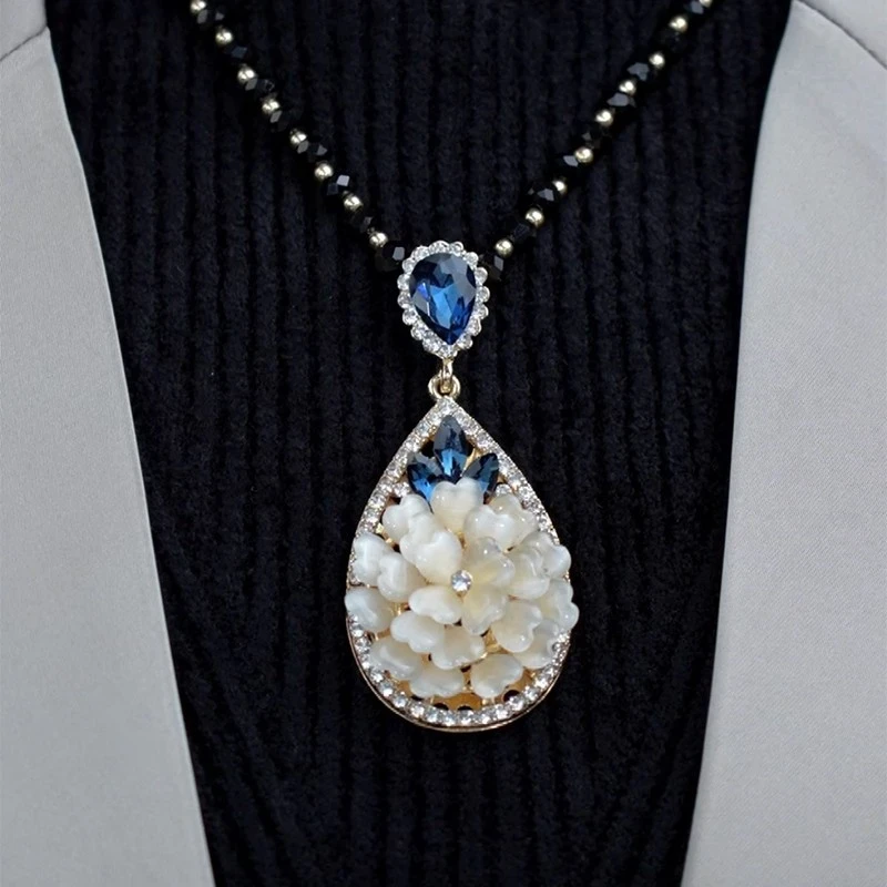 钛钢项链 盛世花开毛衣链高级感轻奢小众网红饰品配饰卫衣链挂件