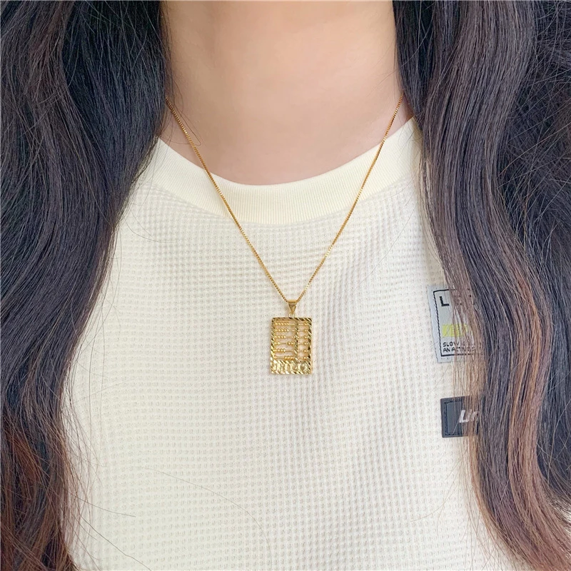 铜合金项链 新款1314爱心算盘吊坠锁骨链招财转运项链女久不掉色