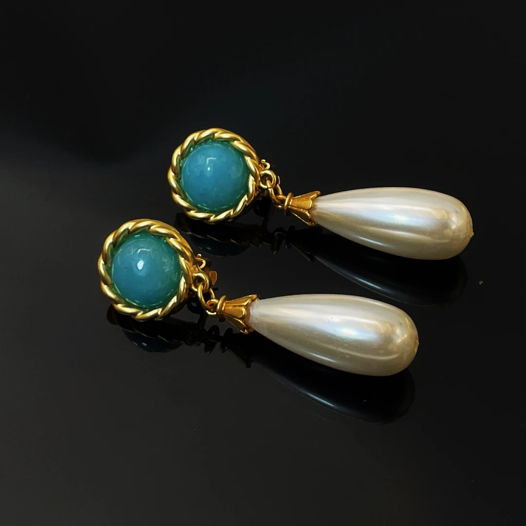 铜合金仿珍珠耳饰 H259耳夹流苏新品中古