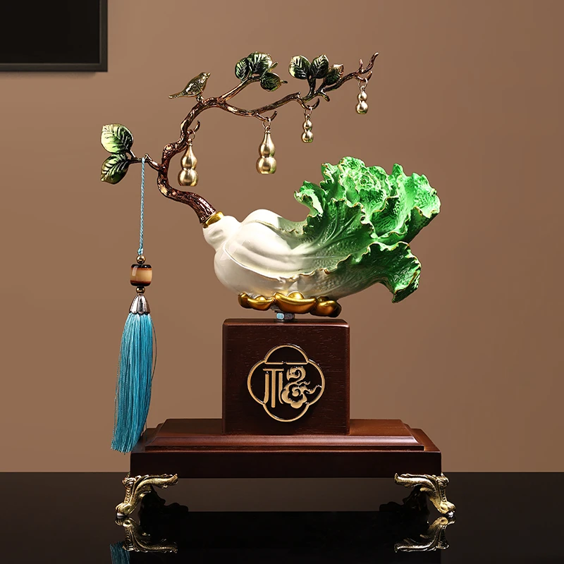 贝汉美白菜摆件招财百财葫芦加湿酒柜灯圈开业新中式乔迁新居礼品