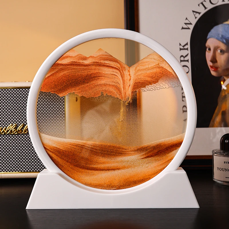 贝汉美7英寸圆形流沙摆件家居装饰沙画解压高档液体个性