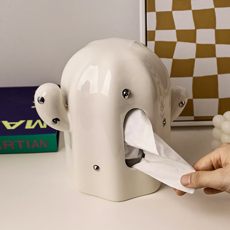 贝汉美创意仙人掌纸巾盒摆件现代轻奢家居客厅餐桌抽纸盒桌面装饰