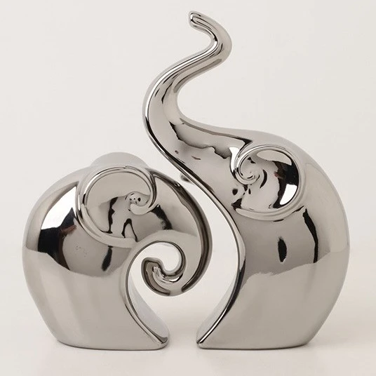 贝汉美简约现代家居摆设轻奢大象工艺品客厅酒柜高档陶瓷摆件