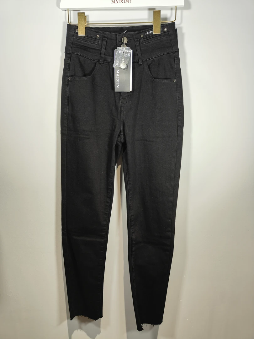 麦寻专柜牛仔加绒黑色蓝色保暖裤秋冬弹力修身潮流百搭时尚休闲裤