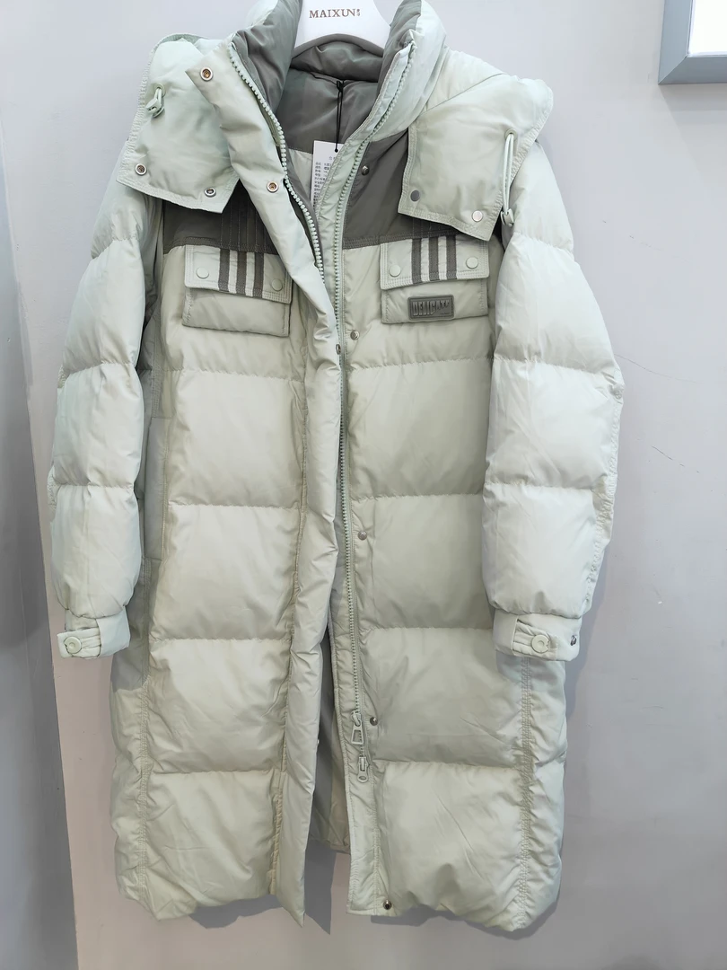 麦寻专柜90绒中长版棉服中长款螺旋女款百搭加厚保暖冬季潮流时尚