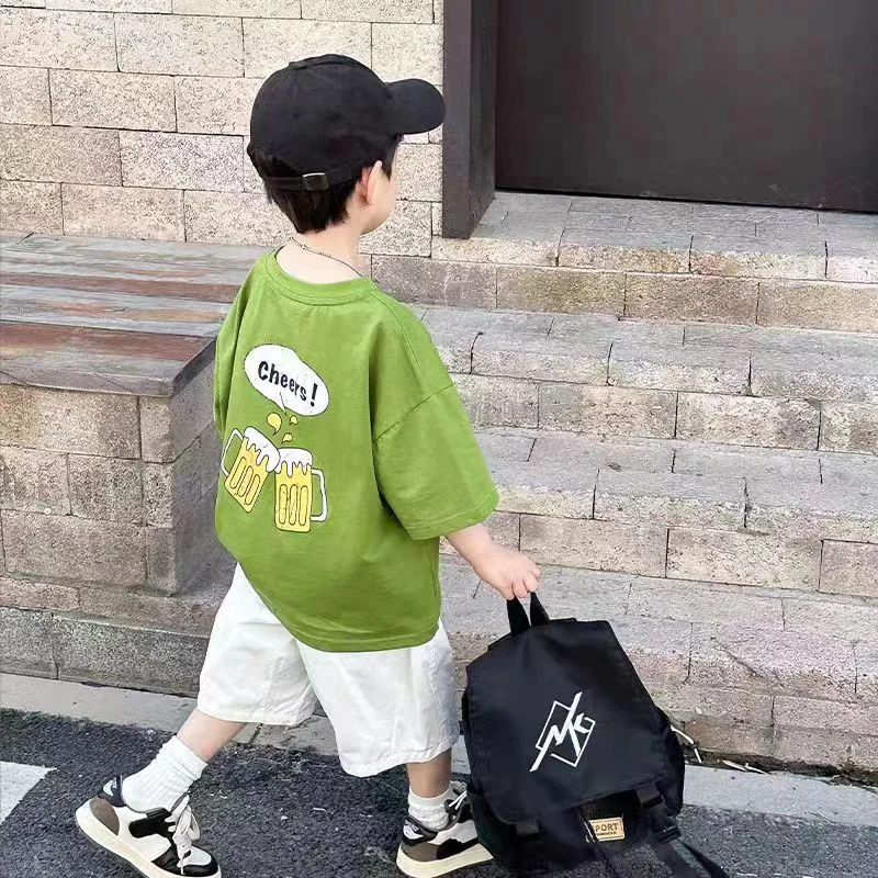 新新款纯棉儿童短袖T恤中大童女童上衣男童短袖3-6岁宝宝洋气童装