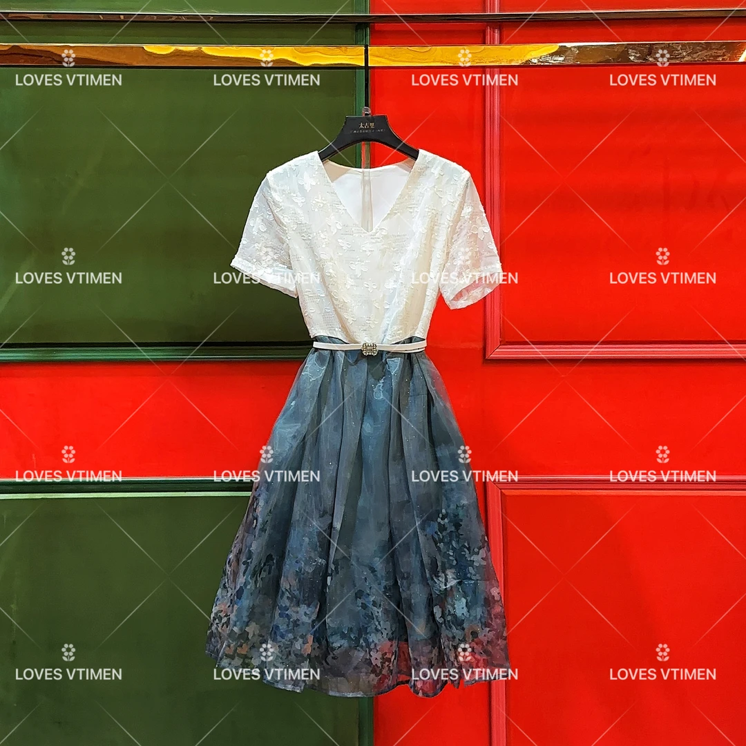 编号【4】夏季新款轻奢法式拼接高级感显瘦收腰连衣裙LOVES-A684