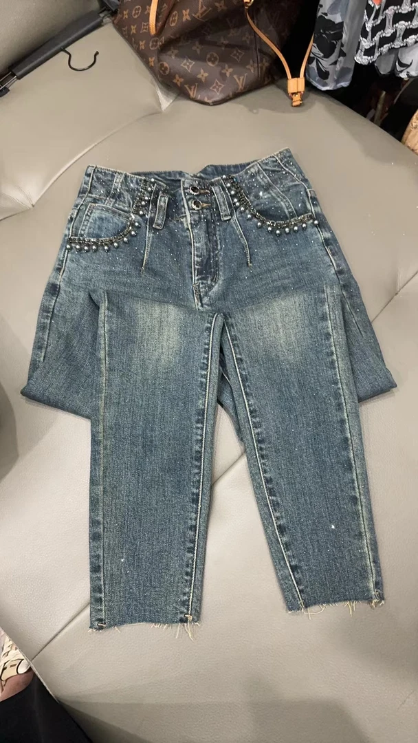 【vivian】欧货系列高腰高弹显瘦牛仔裤LOVES-A1157