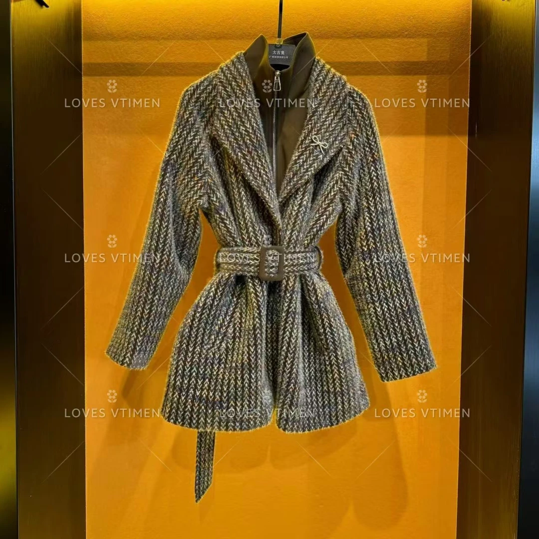 【泽天专属】羽绒白鸭绒羊毛时尚设计师轻奢显瘦收腰LOVES-A1503