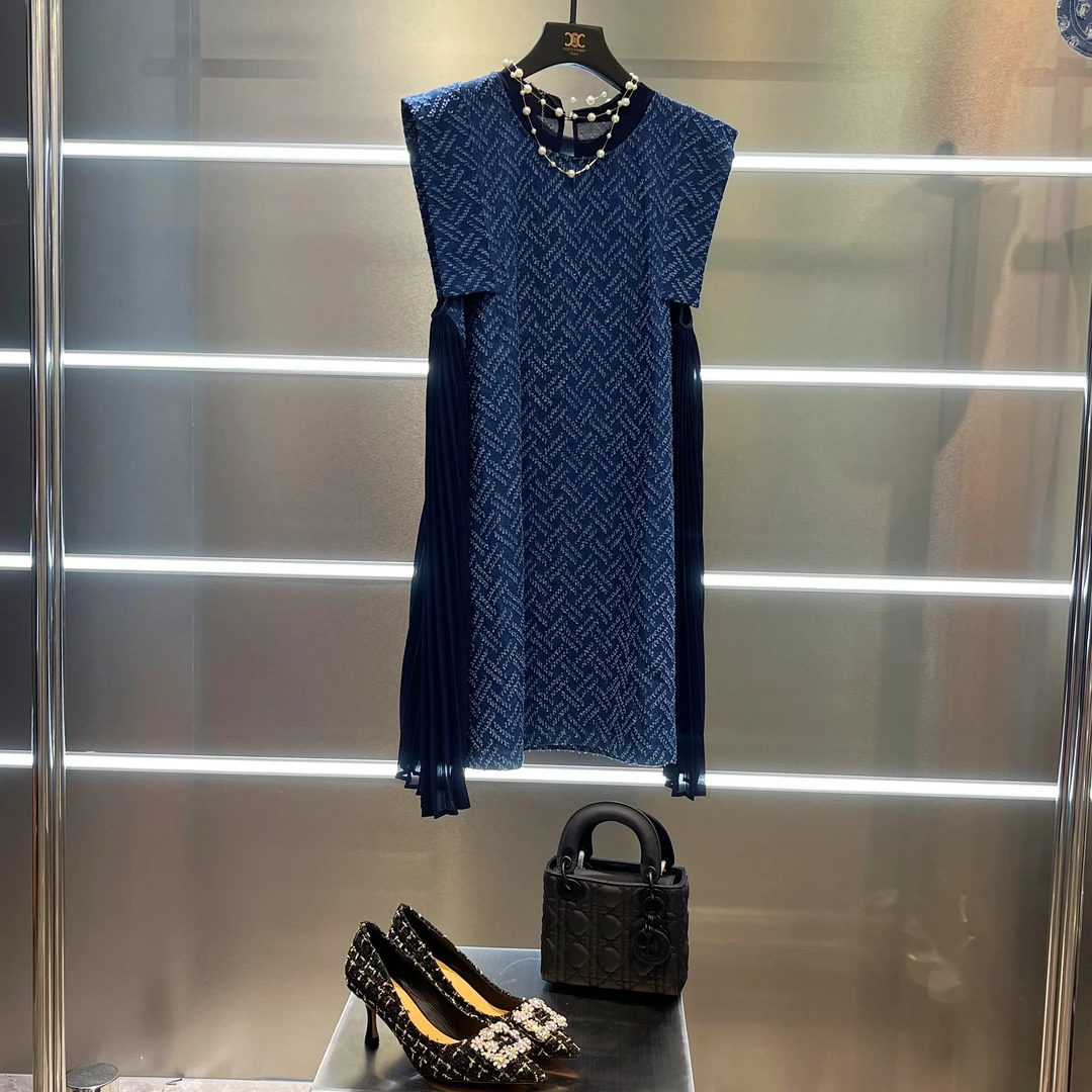 【梅子专属】贵柜上新丨定制新款创意拼接百褶侧边连衣裙AY002气质