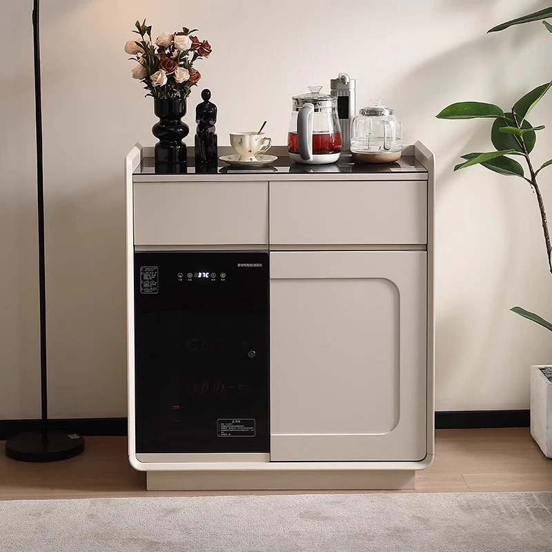 奶油实木饮水机茶吧机一体柜2025新款客厅家用水吧台餐边柜茶水柜