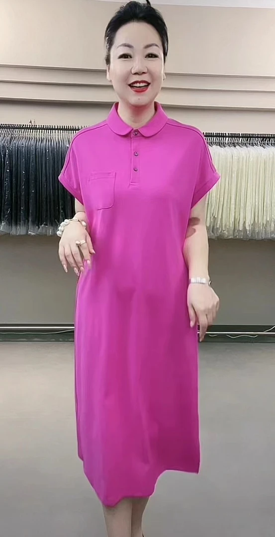 【奥兰多多&杨子家轻奢定制】新款宽松polo领连衣裙2739