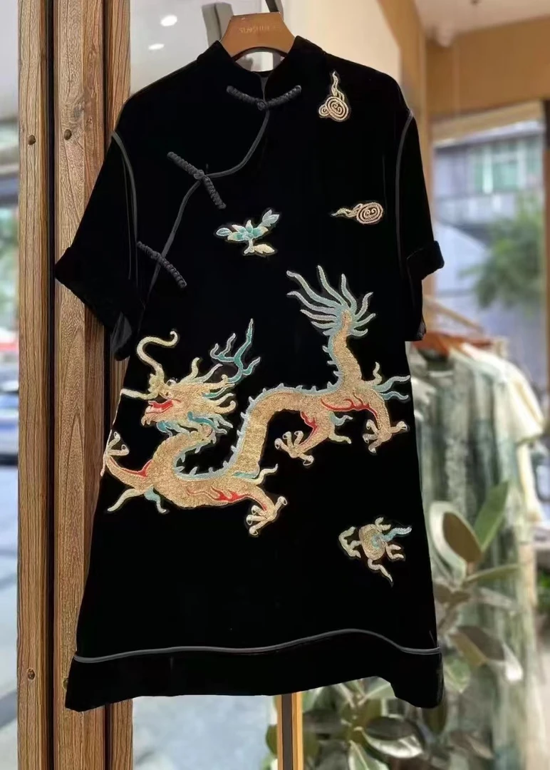 【奥兰多多&杨子家轻奢定制】龙腾玉艳中式改良连衣裙824727