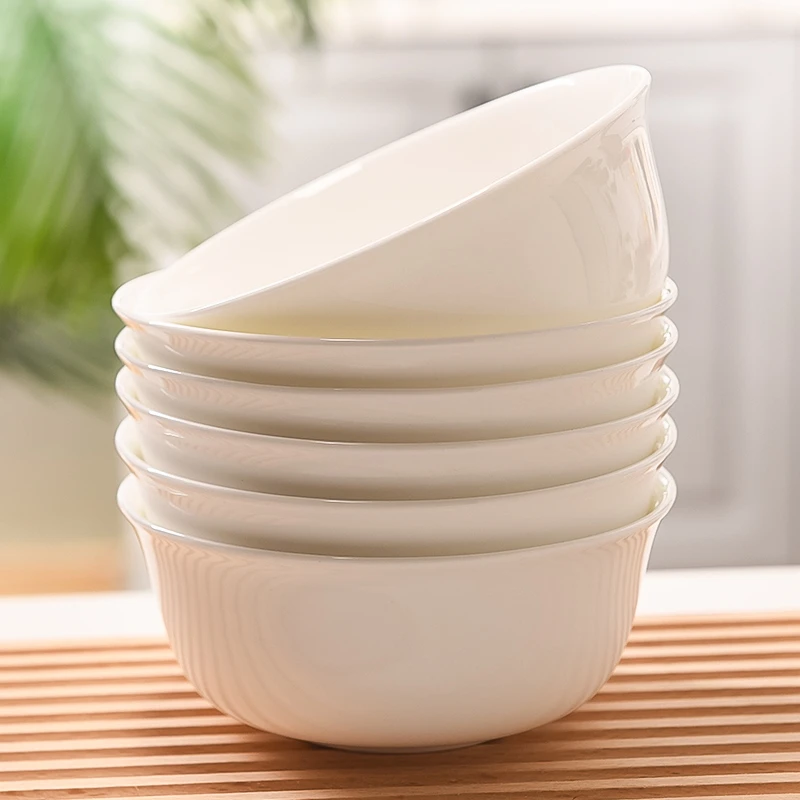 隆玫格骨瓷碗翻沿家用嗦粉碗大号拉面碗餐具耐高温小碗饭碗汤面碗