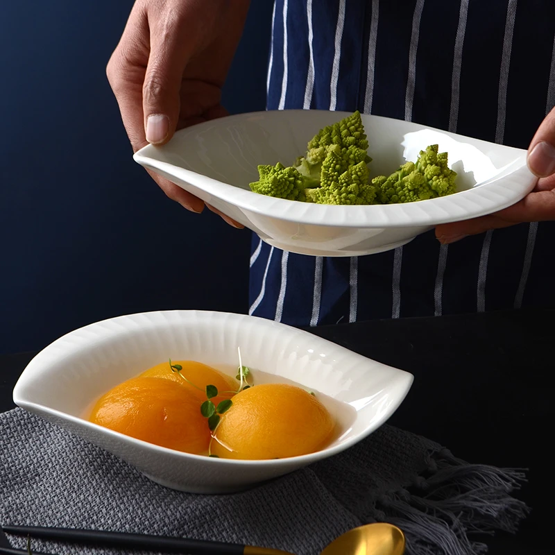 隆玫格日式骨瓷海鲜刺身盘深盘创意盘子汤盘特色酒店餐具高颜值