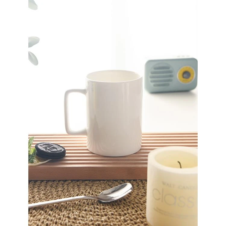 隆玫格创意星杯简约马克杯家用圆形喝水杯纯白色骨瓷防烫水杯茶杯