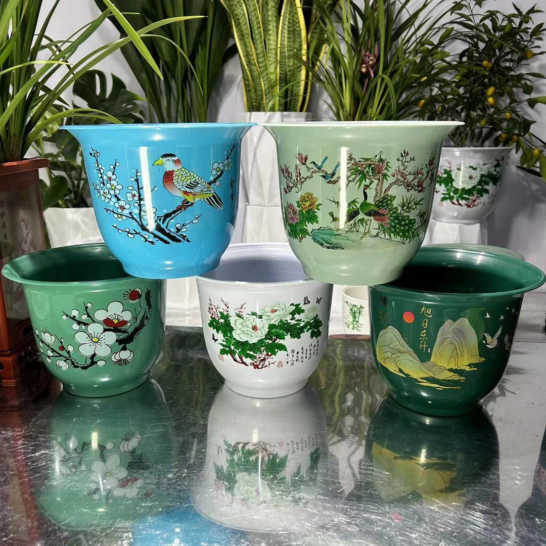 树脂塑料仿陶瓷花盆胶塑料加厚耐用防晒大花盆小批发处理特价清仓