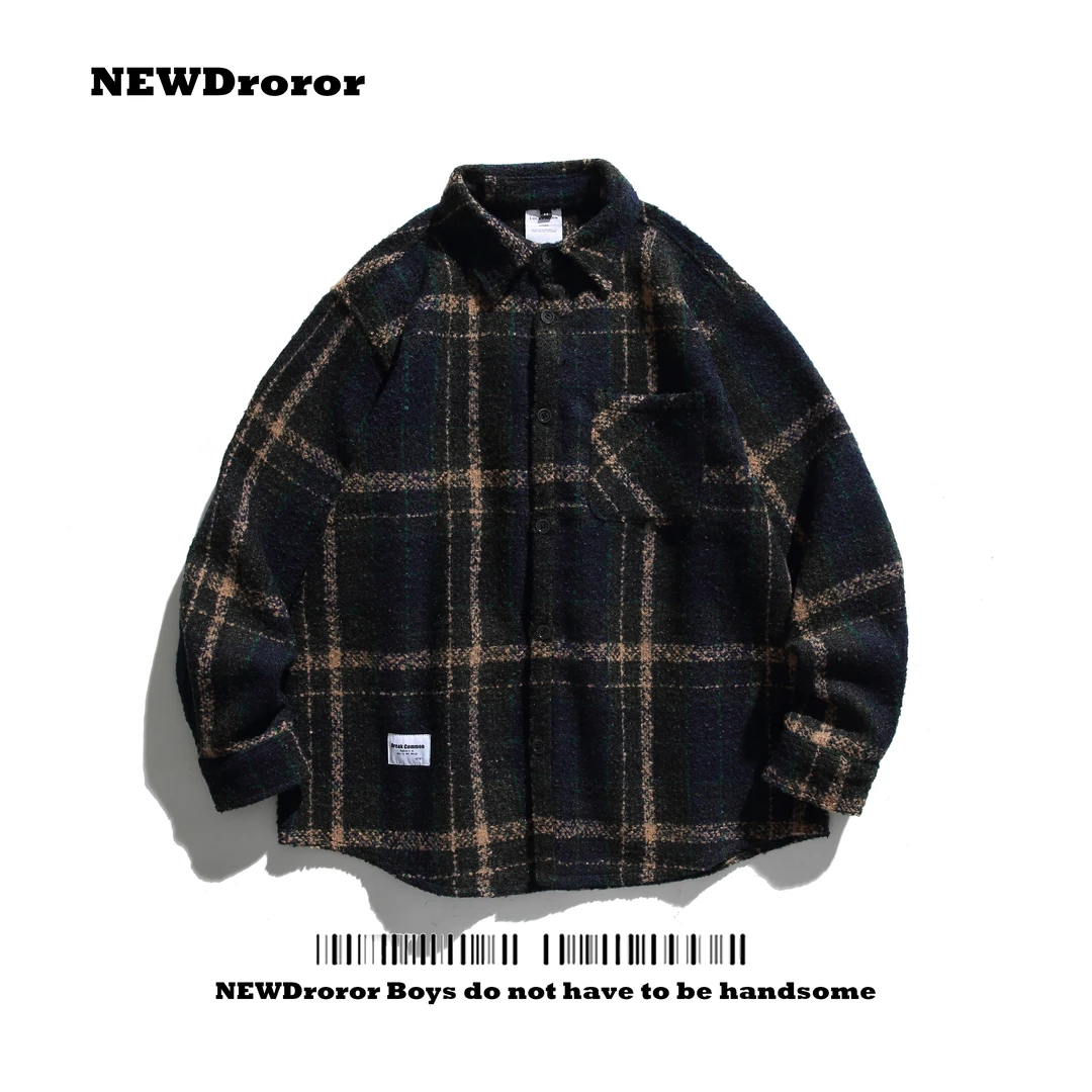 NEWDroror宽条纹衬衣男休闲宽松翻领ins外套潮牌夏季百搭上衣