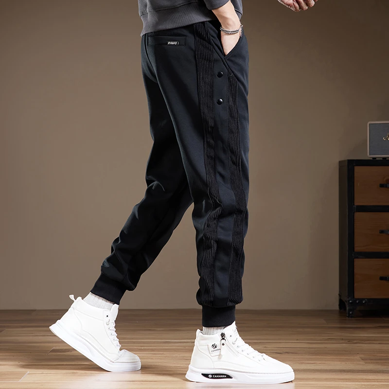 潮牌休闲裤男秋冬季美式重磅卫裤宽松束脚运动裤男痞帅高级感裤子