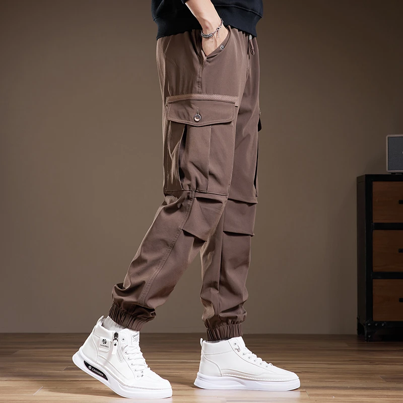 多口袋潮牌工装裤子男士秋季新款美式束脚宽松大码户外冲锋休闲裤