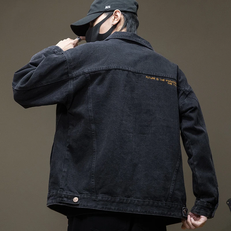秋季新款牛仔工装外套男痞帅男装衣服男士大码百搭牛仔衣宽松夹克