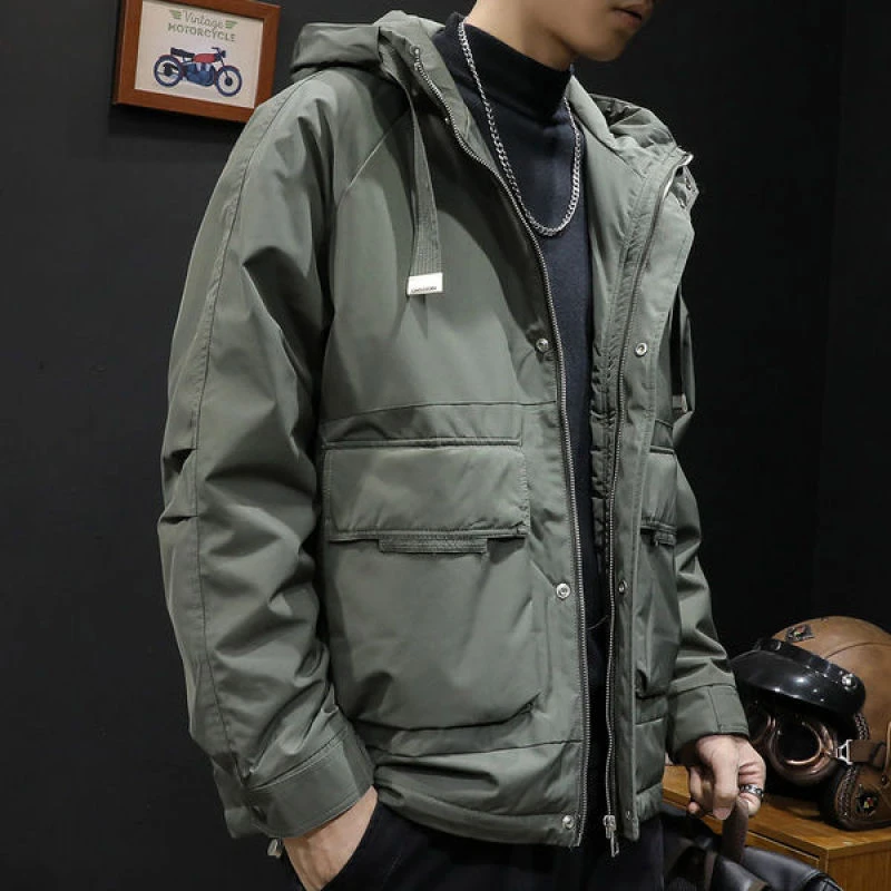 外套男秋冬棉服连帽工装冲锋衣2025新款大码冬季潮牌男士棉衣加厚