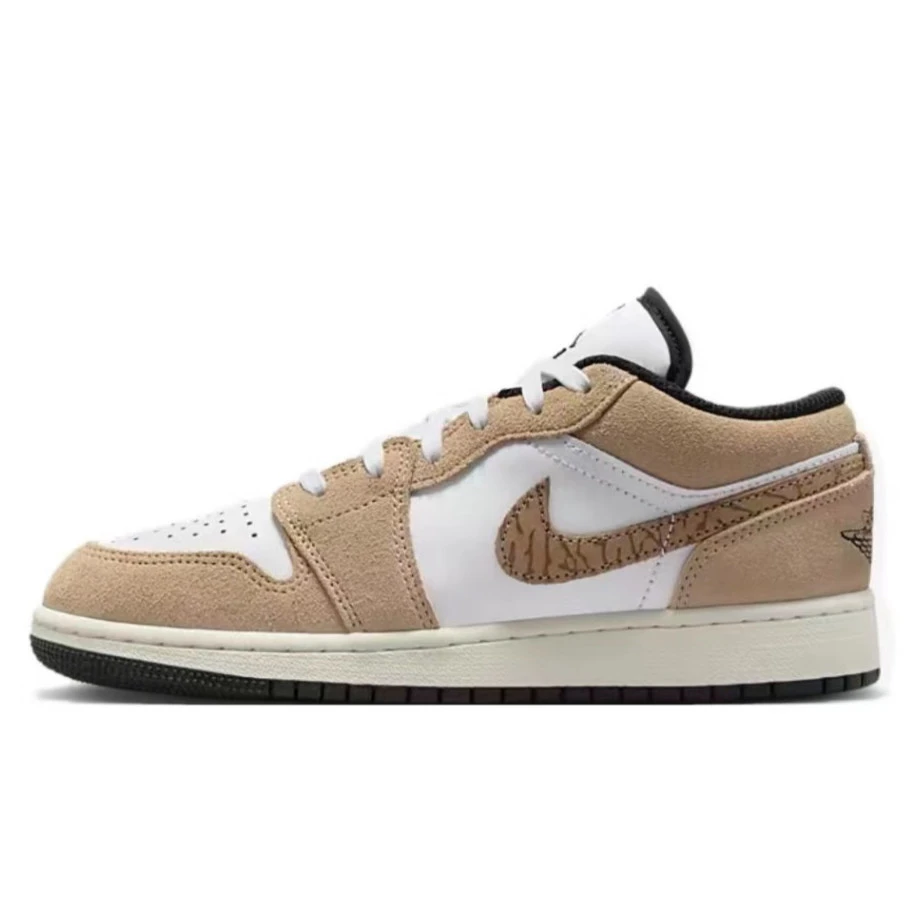 NIKE耐克JordanAirJordan1减震耐磨复古篮球鞋GS白棕DZ5368-201