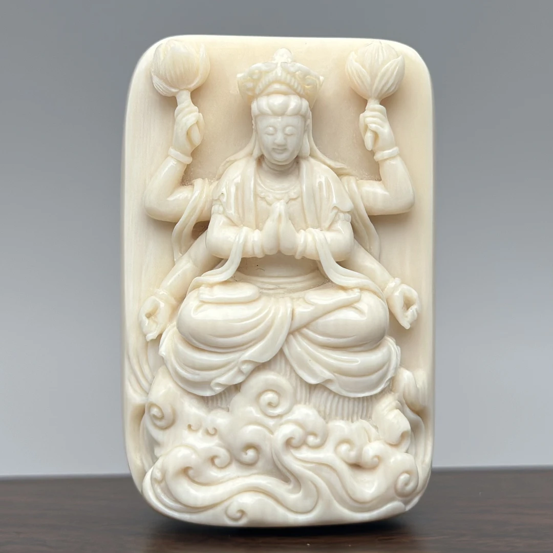 DEZHI/德志【千手观音】53*36*21mm45g手工雕刻猛犸吊坠F808