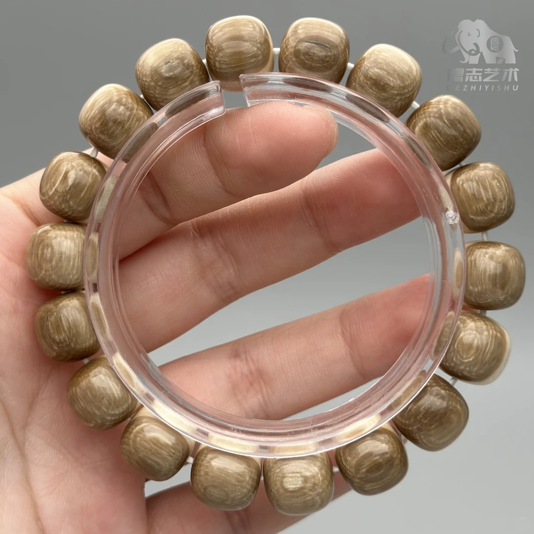 DEZHI/德志12*11深咖双色18颗手串天然猛犸牙S603