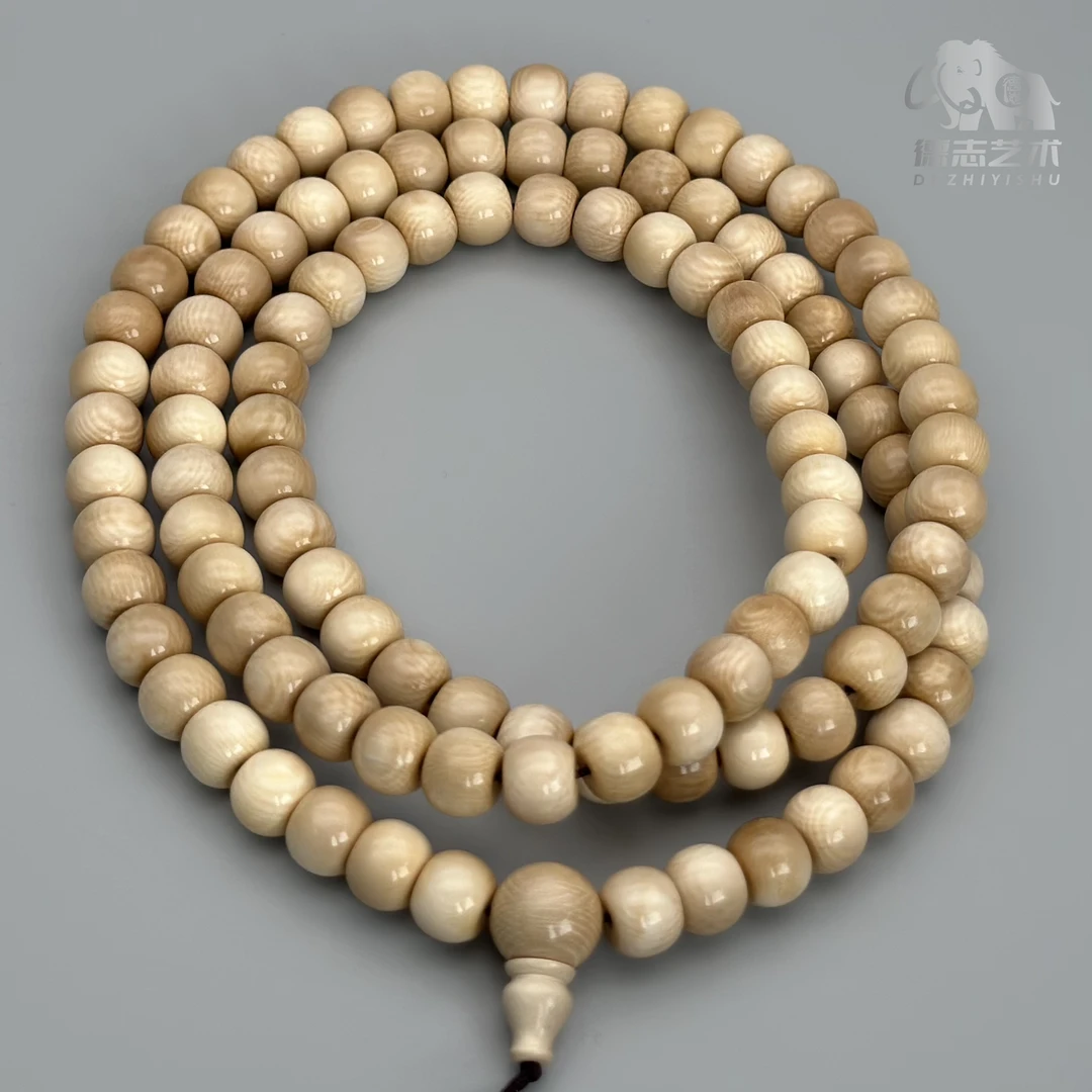 DEZHI/德志猛犸牙收藏级咖料10x8mm108颗珠串天然KF003