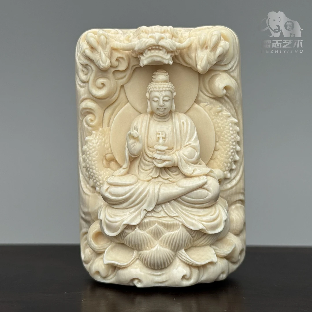 DEZHI/德志【药师佛】立体浮雕大师精工雕刻收藏品猛犸牙吊坠DZ163