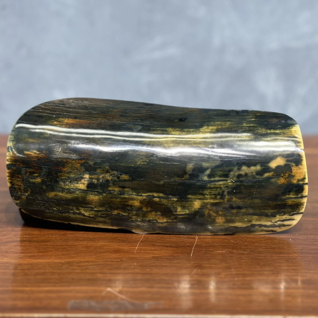 DEZHI/德志猛犸牙蓝皮刮痧板把件约105g天然原色L09