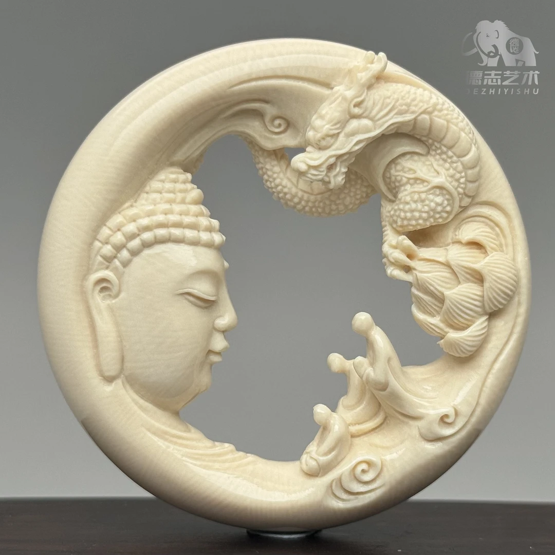 DEZHI/德志【一心向佛】镂空透雕大师精工雕刻满纹猛犸牙吊坠DZ129