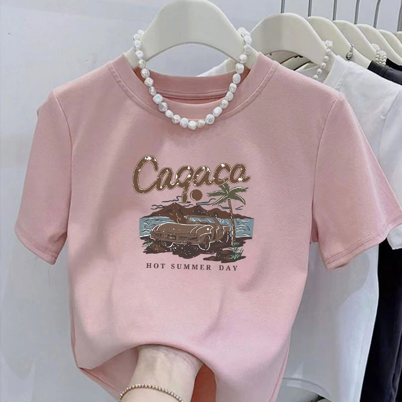 短袖t恤女新款爆款椰子树T恤洋气时尚百搭夏季老钱风松弛感女装