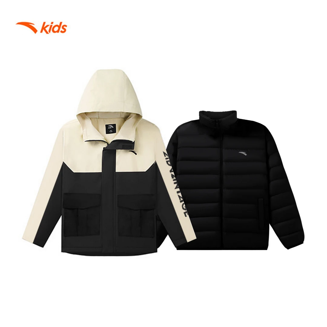 【户外】安踏儿童秋冬男童三防外套运动户外保暖两件套/A52436901