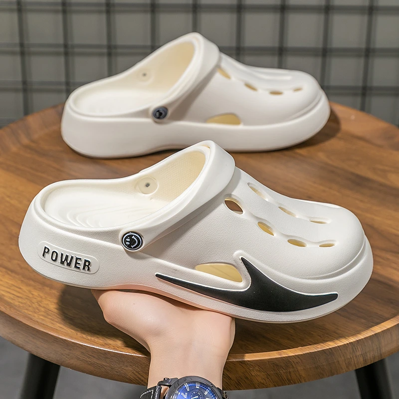 新款男士外穿凉鞋夏季外穿防滑软底两穿高级感包头沙滩洞洞鞋