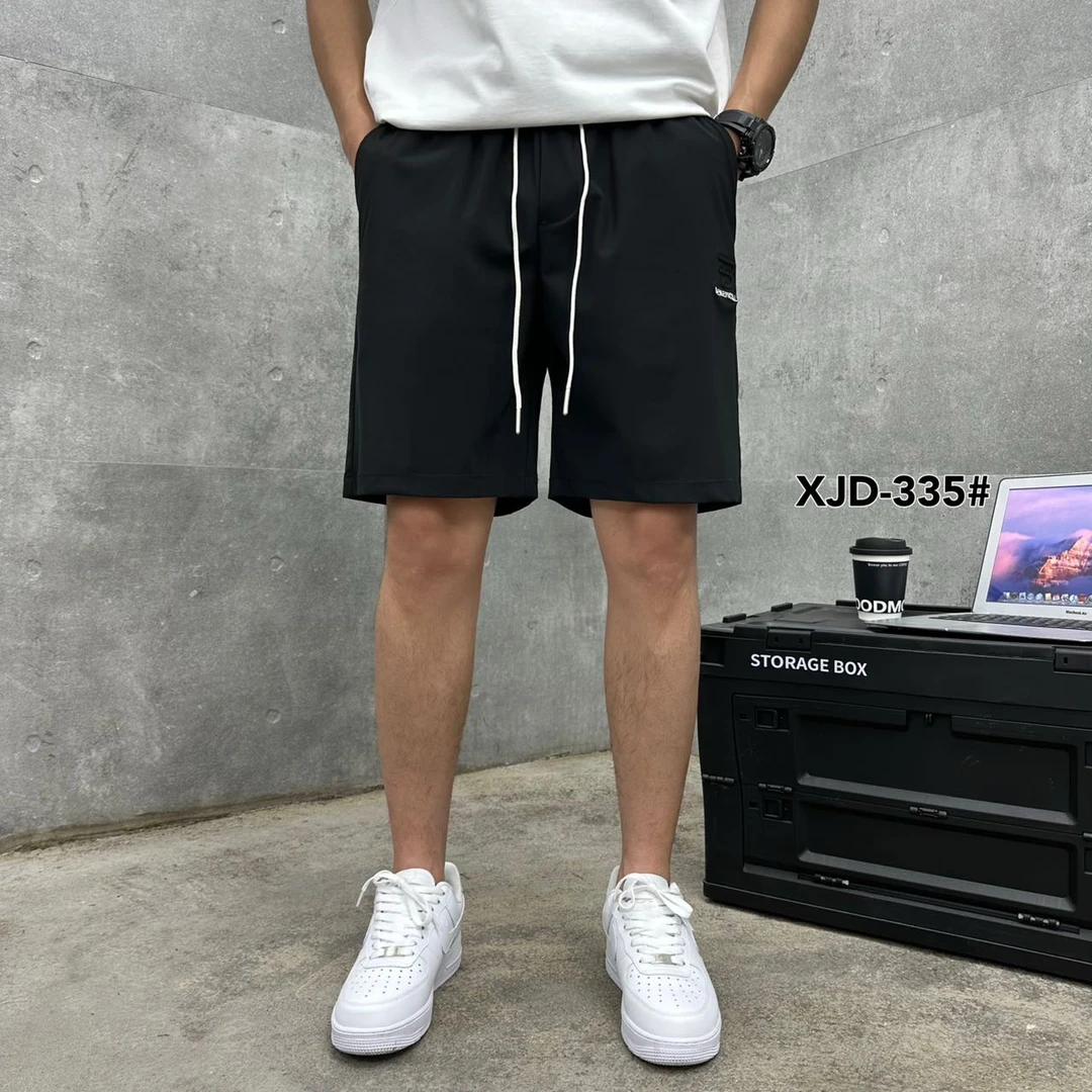 2025夏季新款男士休闲时尚百搭简约纯色弹力抽绳男士短裤-335
