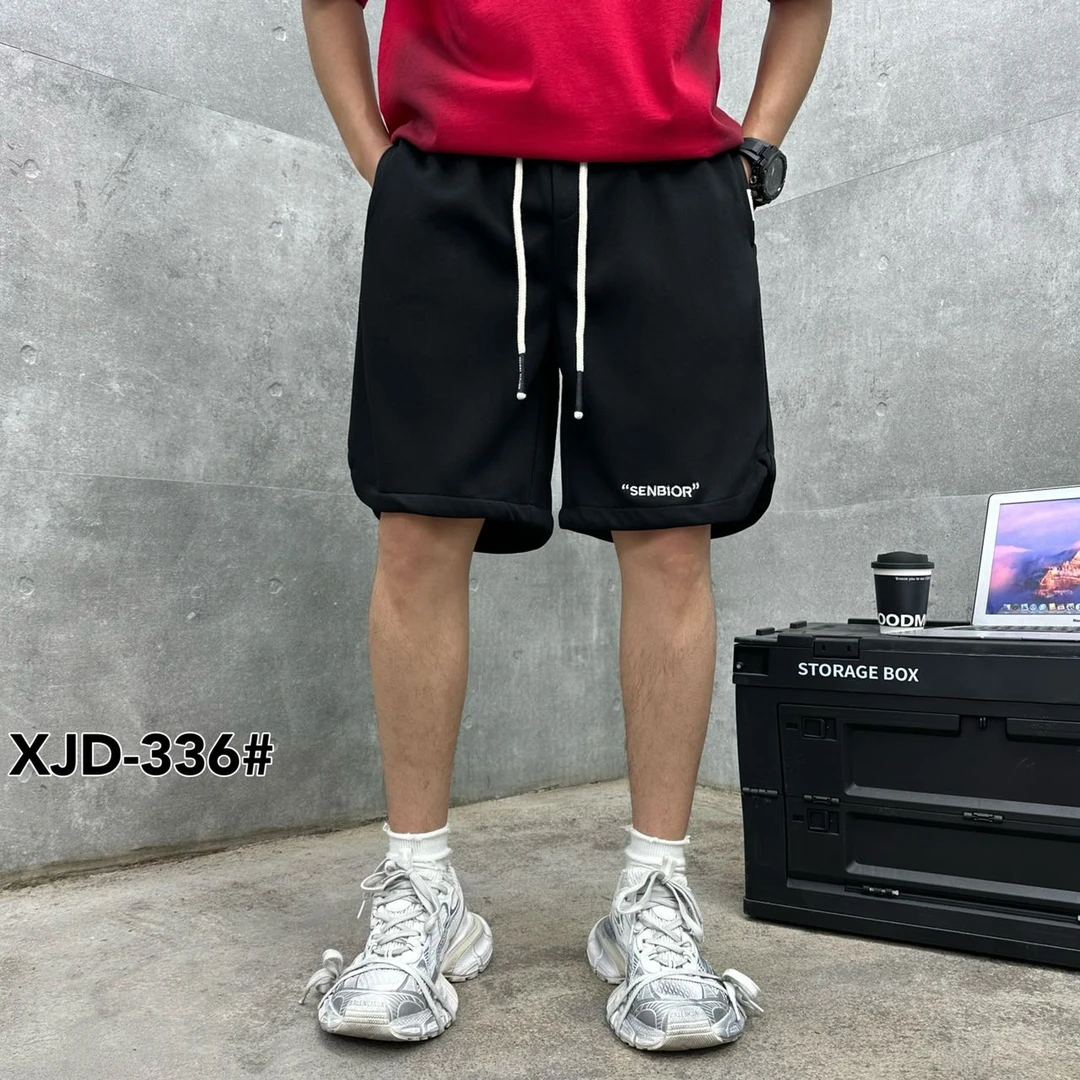 2024夏季男装时尚百搭简约纯色抽绳宽松男士短裤-336