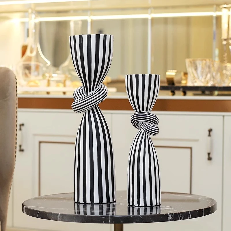 现代简约黑白条纹摆件创意抽象客厅玄关电视餐边柜桌面装饰样板房