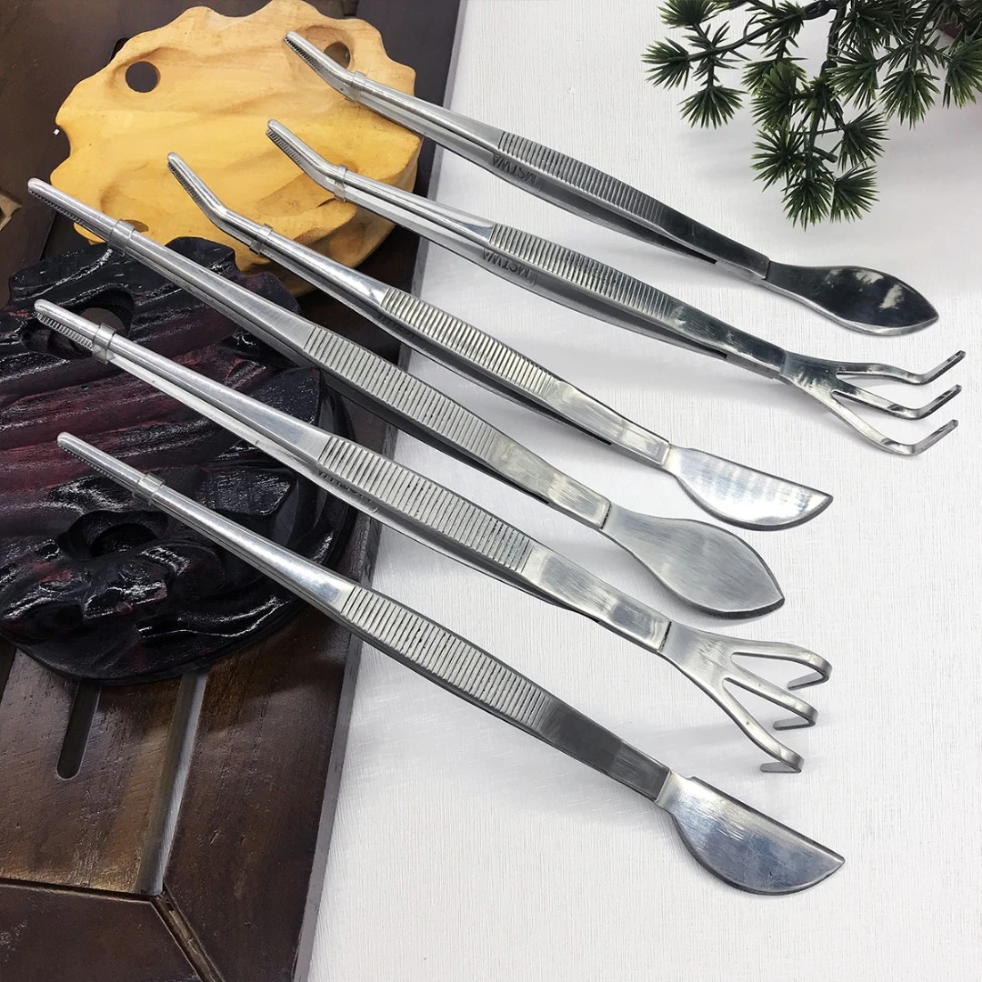 麦斯旺不锈钢两用耙铲直头弯头镊子松土培土铺苔藓盆景园艺工具