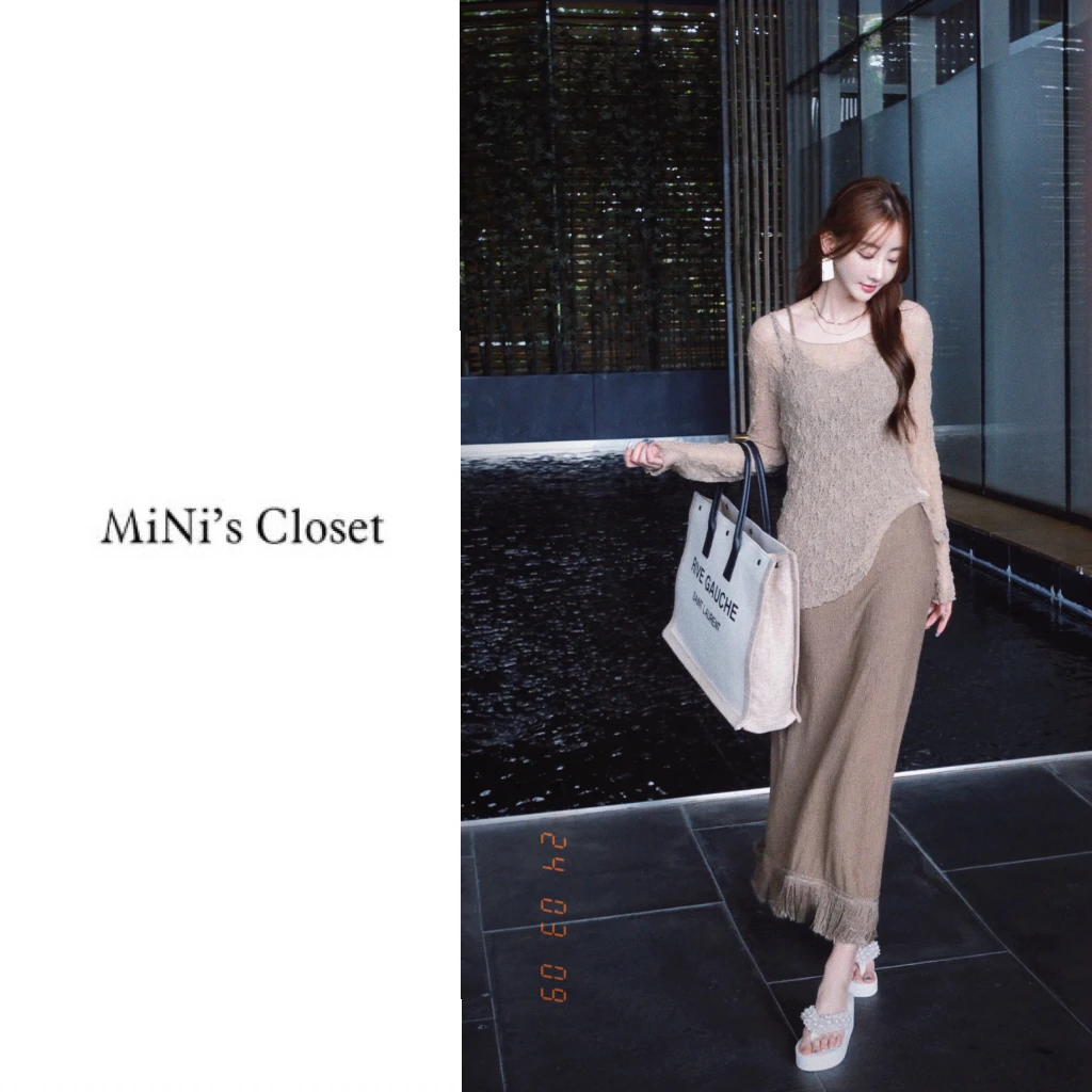 【MiNi推荐】高定蕾丝小众设计款罩衫连衣裙套装显瘦两件套JC0234